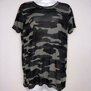 Lucky Brand TShirt Womens M Black Gray Camouflage Lightweight Crewneck Army Tee